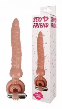 Насадка-кольцо с анал. стимуляцией и вибрацией SexyFriend TPR L-18/D2.8 арт. SF-70154-1 - Секс шоп в Челябинске, интернет магазин интимных товаров | Мулен Руж