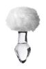 Анальная втулка Sexus Glass, с белым хвостиком, стекло, прозрачная, 14 см, Ø 4 см 912227 - Секс шоп в Челябинске, интернет магазин интимных товаров | Мулен Руж