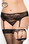 Пояс для чулок и стринги кружевные SoftLine Collection, черный, XL 331614 - Секс шоп в Челябинске, интернет магазин интимных товаров | Мулен Руж