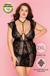 Нижнее платье и стринги Candy Girl Sasha черные, 840091-BLK-2XL - Секс шоп в Челябинске, интернет магазин интимных товаров | Мулен Руж