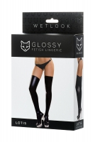 Чулки Glossy из материала Wetlook, черный, М 955011-M - Секс шоп в Челябинске, интернет магазин интимных товаров | Мулен Руж