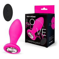 ВТУЛКА С ВИБРАЦИЕЙ фуксия, цвет кристалла бесцветный, 10 режимов вибрации, L 85 мм D 32 мм, ду арт. SF-70390-01 - Секс шоп в Челябинске, интернет магазин интимных товаров | Мулен Руж