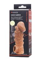Насадка реалистичная KOKOS COCK SLEEVE 008-M с дополнительной стимуляцией, TPE, телесная, 15.6 см CS.008-M  - Секс шоп в Челябинске, интернет магазин интимных товаров | Мулен Руж