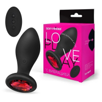 ВТУЛКА С ВИБРАЦИЕЙ чёрный, цвет кристалла красный, 10 режимов вибрации, L 90 мм D 35 мм, ду арт. SF-70504-16 - Секс шоп в Челябинске, интернет магазин интимных товаров | Мулен Руж