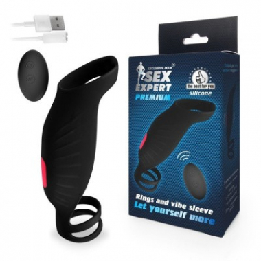 НАСАДКА С ВИБРАЦИЕЙ L 154 мм D колец 30 мм, 9 режимов вибрации, ДУ SEM-55241 - Секс шоп в Челябинске, интернет магазин интимных товаров | Мулен Руж