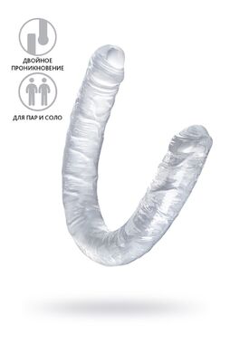 Фаллоимитатор двусторонний TOYFA Basic Double Dildo, TPR, прозрачный, 40 см 882022 - Секс шоп в Челябинске, интернет магазин интимных товаров | Мулен Руж