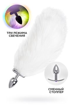 Втулка со светящимся хвостом Metal by TOYFA, металл, серебристая, 25,5 см 712029 - Секс шоп в Челябинске, интернет магазин интимных товаров | Мулен Руж