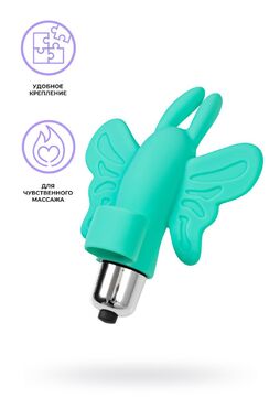 Вибронасадка-бабочка на палец Eromantica Butterfly, силикон, мятный, 10 см 211205 - Секс шоп в Челябинске, интернет магазин интимных товаров | Мулен Руж